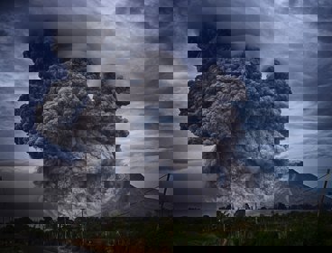 A volcano erupting